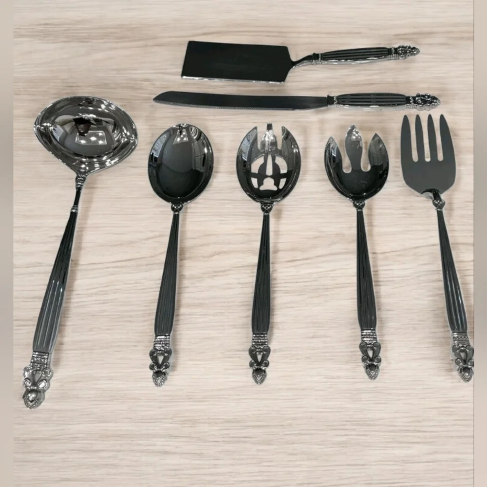 GODINGER SILVER ART Olde Copenhagen Set of 7 Heavy Serving Pieces Flatware VTG